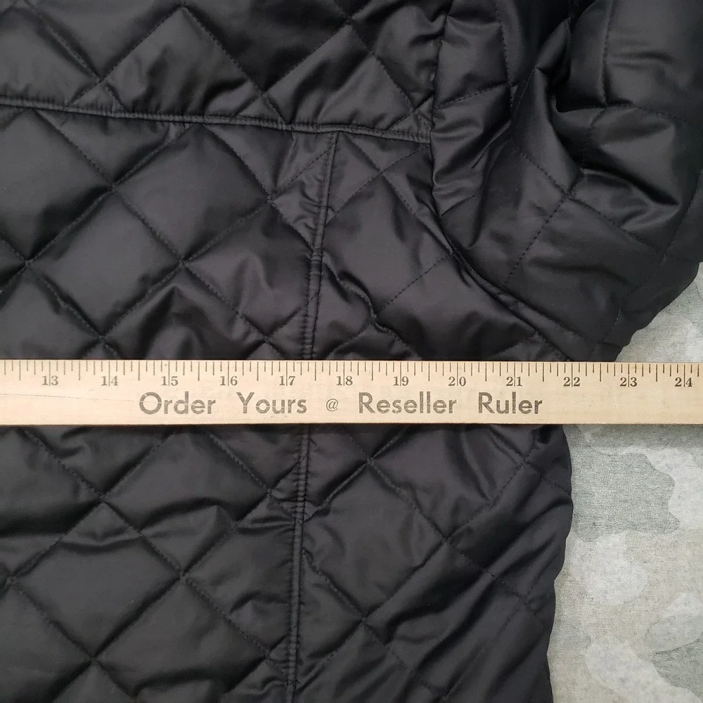 Columbia Jacket Womens XL Black Full Zip Hooded Diamond Quilted Fleece Lined - Picture 10 of 11
